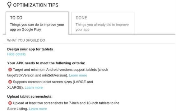 google tablet optimization tip