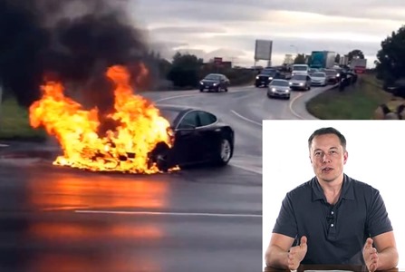 elon musk tesla on fire