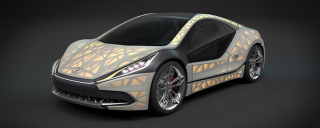 An EDAG Light Cocoon 3D printed concept car